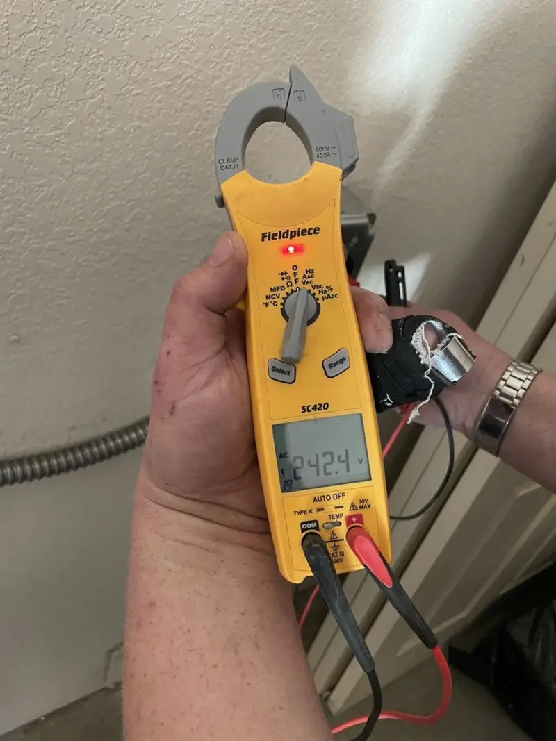 Voltage testing with clamp meter during Hot Tub / Pool Electrical Wiring in Marlboro Village